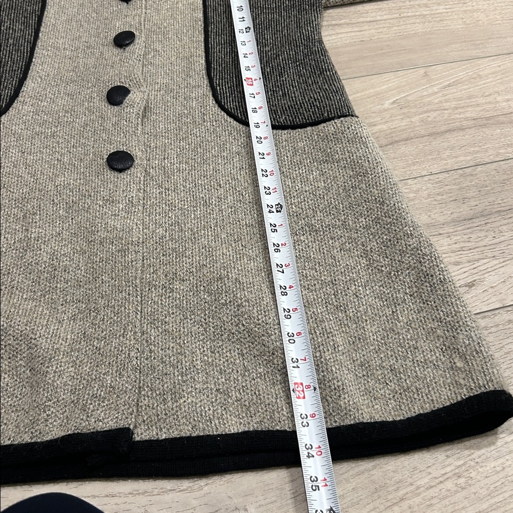 Vintage Toro Boiled Wool Blend A-Line Car Coat Grey Black Trim Size M - Picture 10 of 12